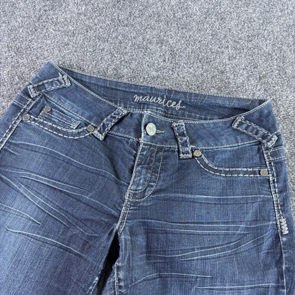 Maurices‎ Jeans Womens M-R Blue Medium Wash Straight Leg Stretch Whiskered Denim